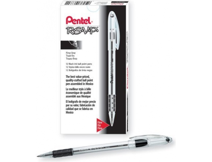 Pentel RSVP Ballpoint Pens, Box of 12
