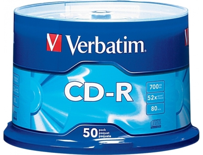 Verbatim 80 Min 52x CD-R Discs (50-Pack)
