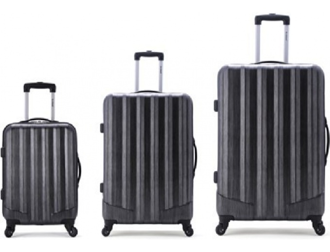 Rockland Luggage 3 Pc Metallic Upright Set