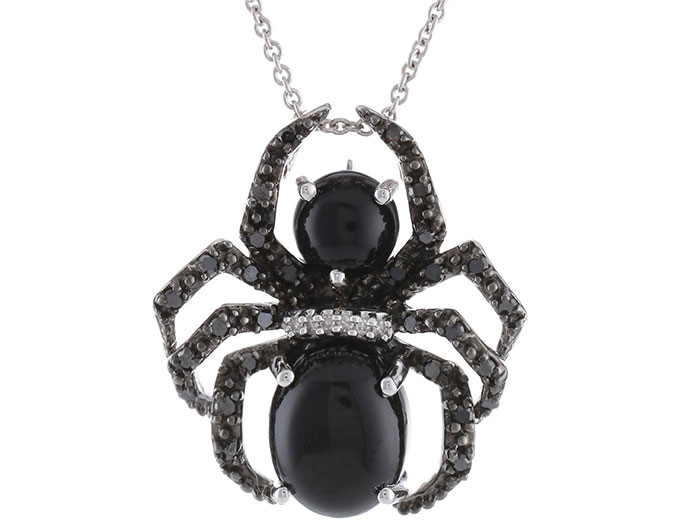 Onyx with Genuine Diamonds Spider Pendant