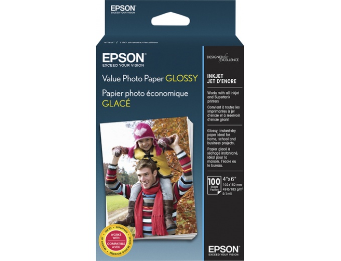 Epson Glossy Photo Paper 4" x 6" 100-Ct