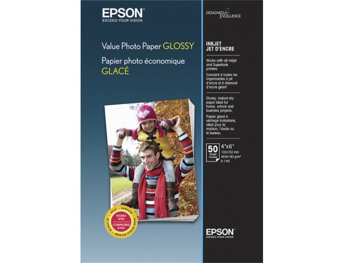 Epson Glossy Photo Paper 4" x 6" 50-Ct