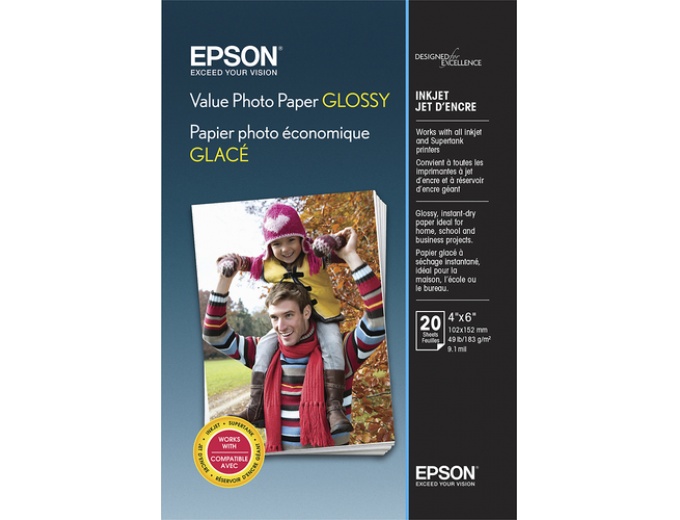 Epson Glossy Photo Paper 4" x 6" 20-Ct