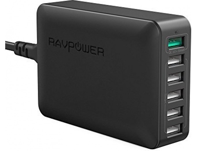 USB RAVPower 60W 6-Port Fast Charger