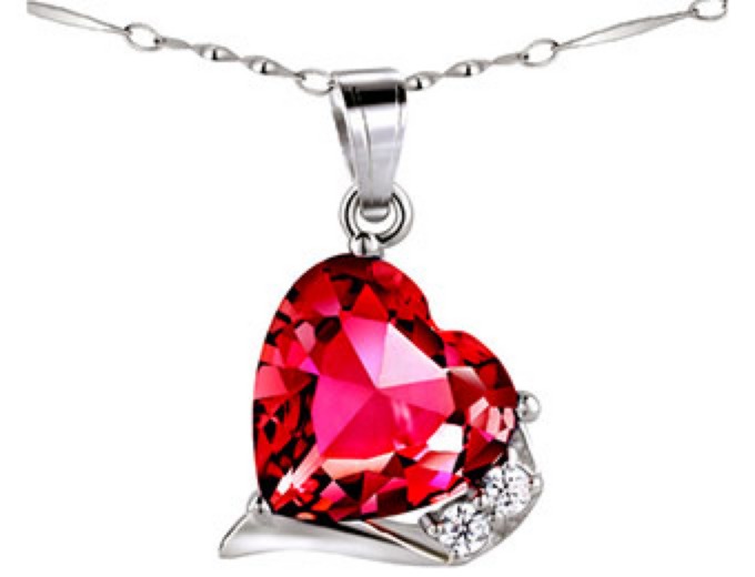 Mabella 6ct Heart Shaped Created Ruby Pendant