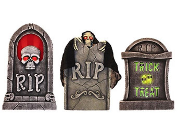3-Pack Spooky Light Up Tombstones