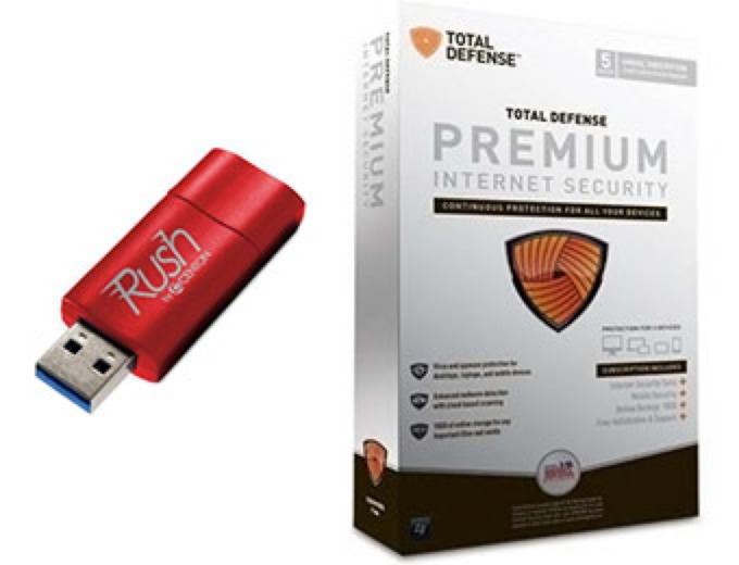 Rush 64GB Flash Drive & Total Defense Bundle