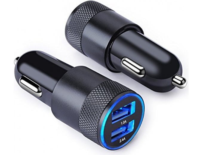 2-Pack Dual Port 3.4A Rapid USB Car Charger