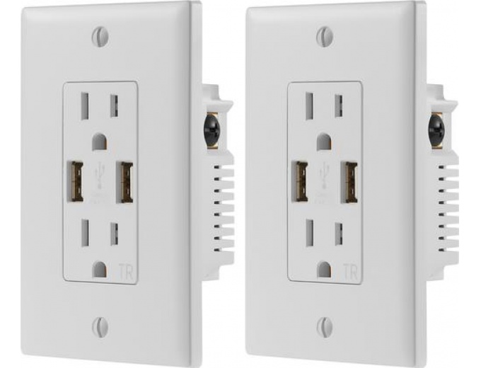 Dynex 2.4A USB Wall Outlet (2-Pack)