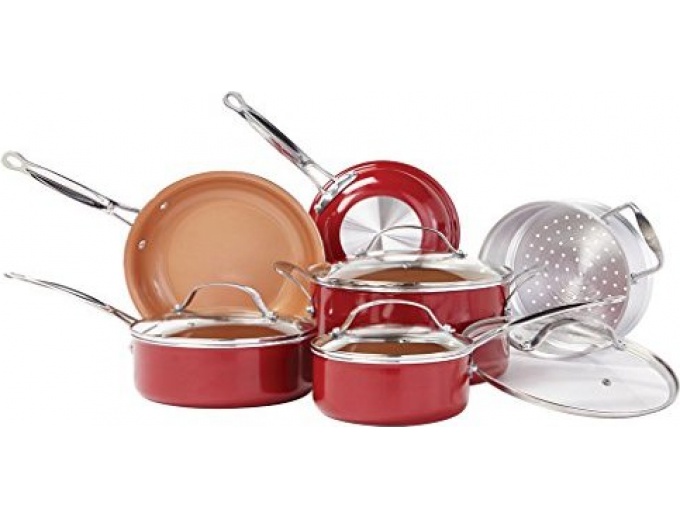 Red Copper 10pc Ceramic Cookware Set