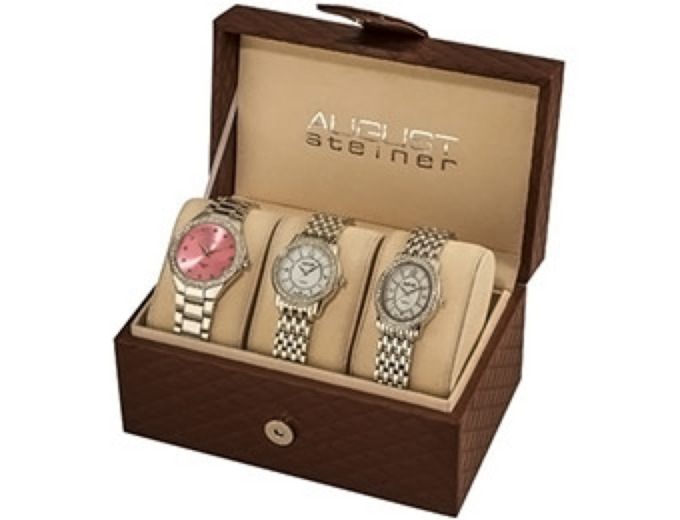 August Steiner Dazzling Diamond 3 Watch Set