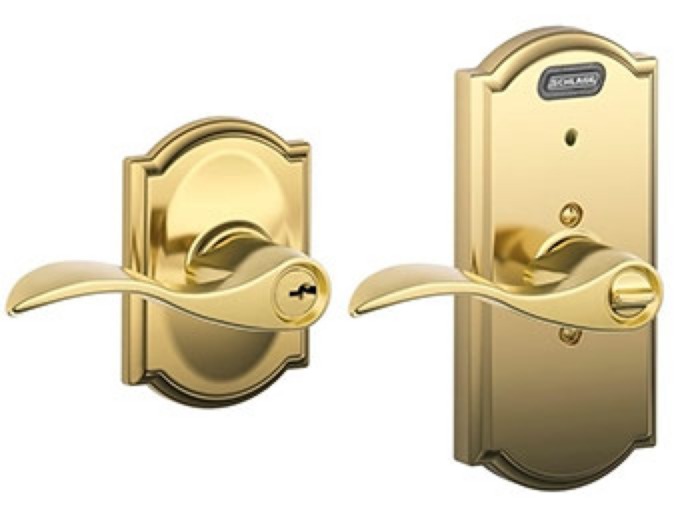 Schlage Brass Keyed Entry Lever w/ Alarm