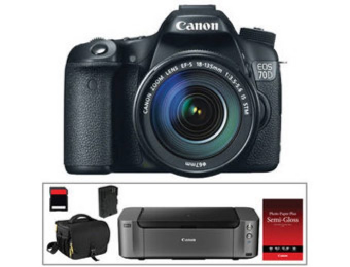 Canon EOS 70D DSLR Kit w/ Lens & Printer