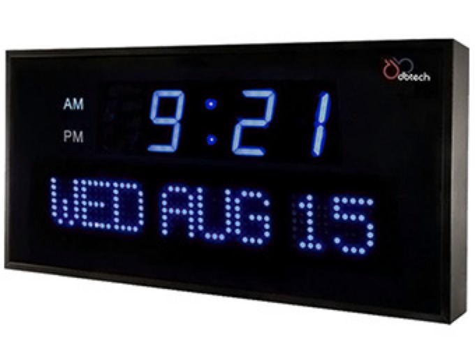 DBTech 12" Oversized Digital LED Calendar Clock