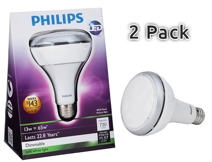 2-Pack Philips 13W BR30 LED Flood Light