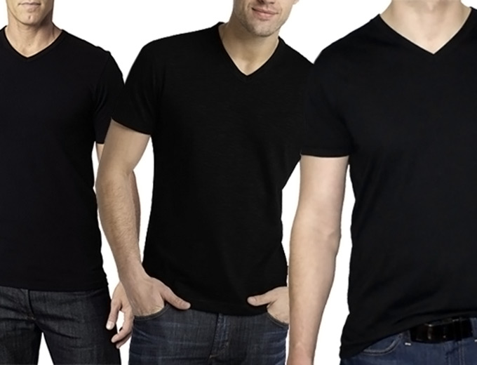 5-Pack Premium Men's V-Neck Black T-Shirts