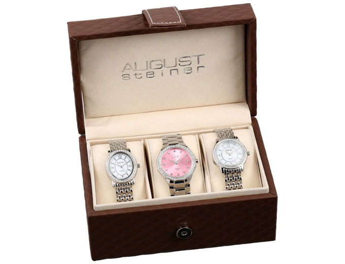 August Steiner Swiss Quartz 3 Watch Set