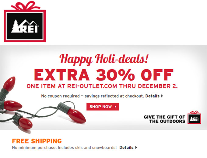 Extra 30% off REI Outlet Coupon