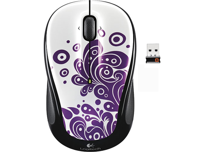 Logitech M325 Wireless Purple Swirls Mouse