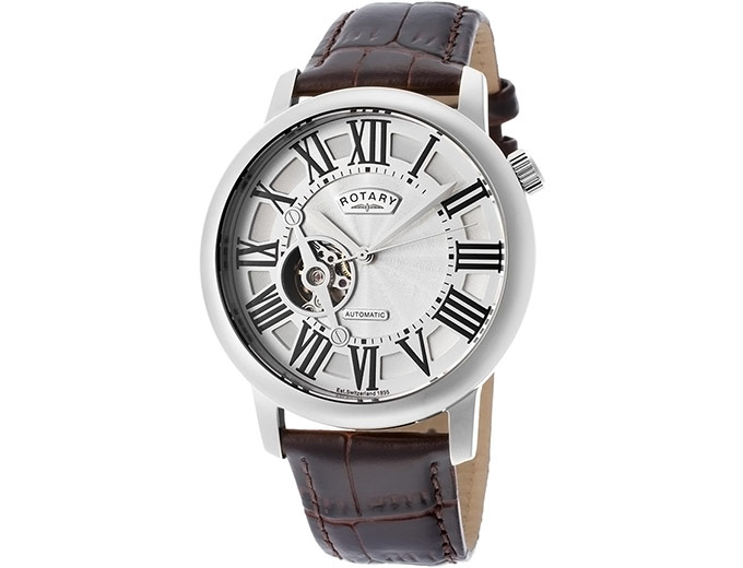 Rotary Men's Automatic Brown Leather Watch