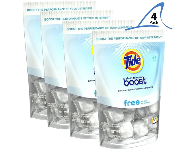 4 Packs of 34 - Tide Free Stain Release HE