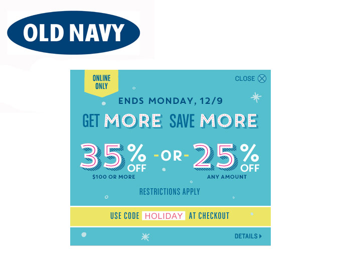 Extra 35% off orders of $100+ at Old Navy