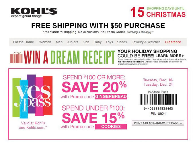 Extra 20% off orders of $100+ at Kohl's