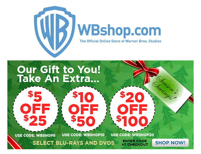 Extra 20% of DVDs & Blu-rays at the WBShop