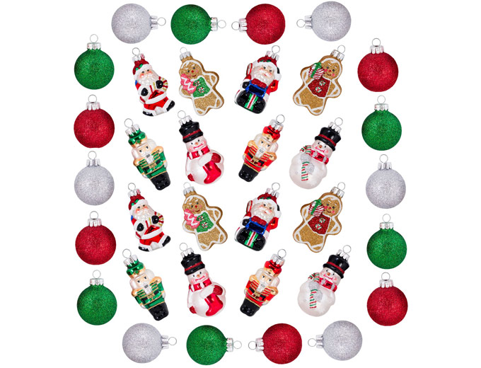 34ct Mini Glass Christmas Ornaments