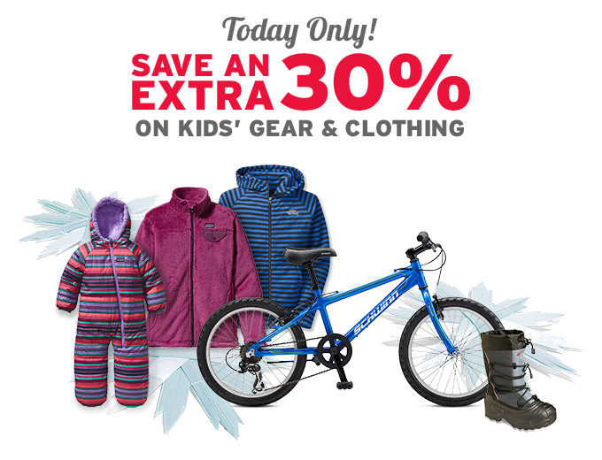 Extra 30% off Kids’ Gear & Clothing at REI