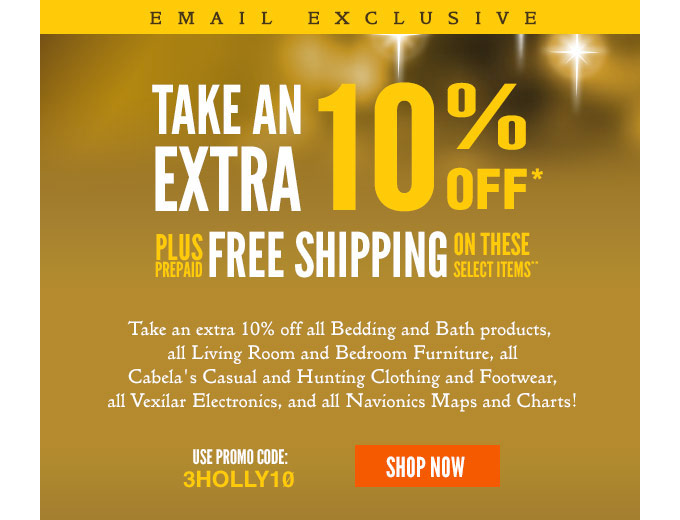 Extra 10% off Plus Free Shipping at Cabela's