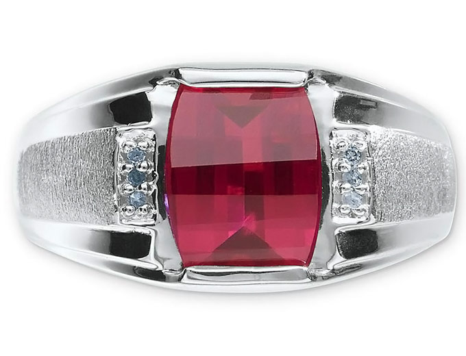 Ruby & Diamond Accent Men's Ring