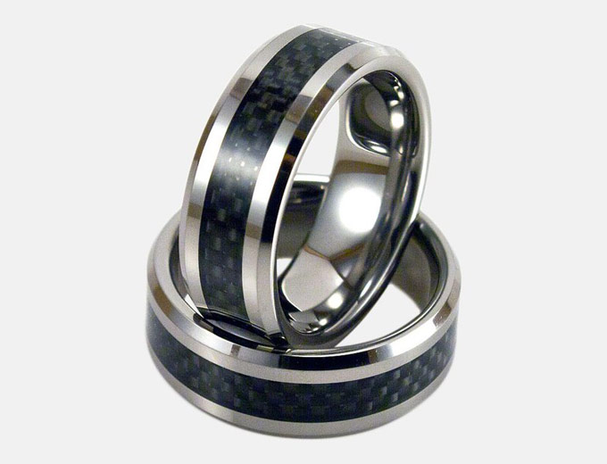 Tungsten Ring w/ Black Carbon Fiber Inlay