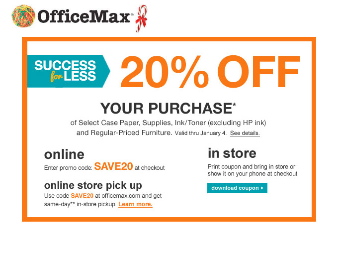Extra 20% off Paper, Supplies & Ink at OfficeMax