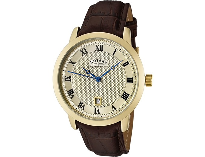 Rotary Champagne Dial Brown Leather Watch