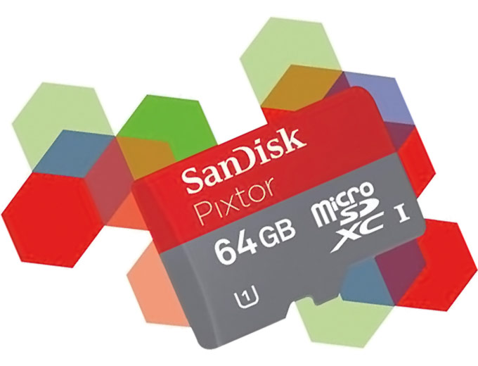 SanDisk Pixtor 64GB microSDHC Memory Card