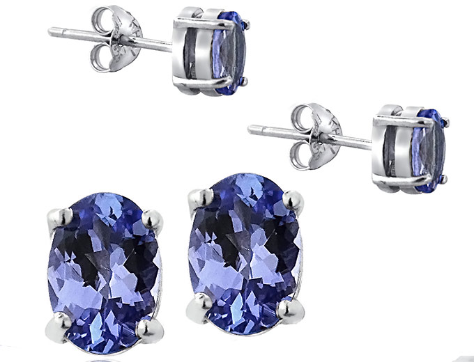 1 cttw Tanzanite and Sterling Silver Studs