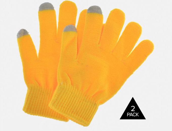 2-Pk Neon Touch Gloves