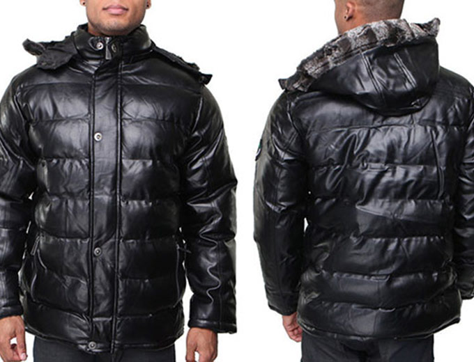 Republica Men's Faux Leather Puffer Coat