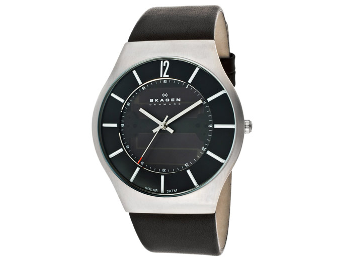 Skagen 833XLSLB Black Leather Watch