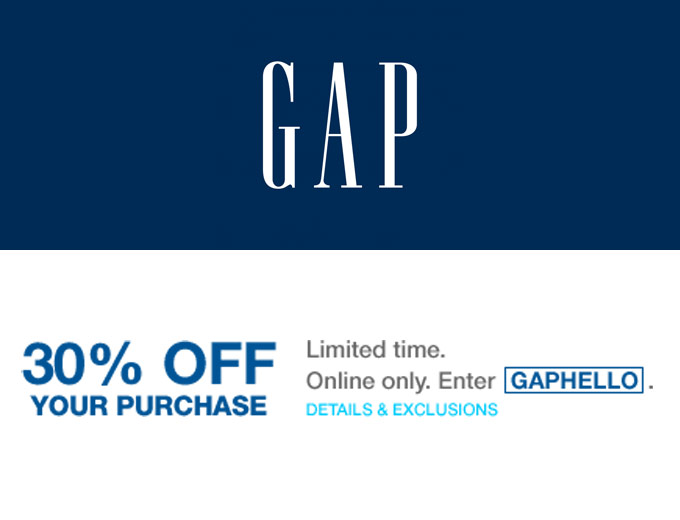 Extra 30% off Your Purchase at Gap.com