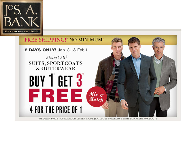 Buy 1, Get 3 Free Sportcoats, Suits & Outerwear