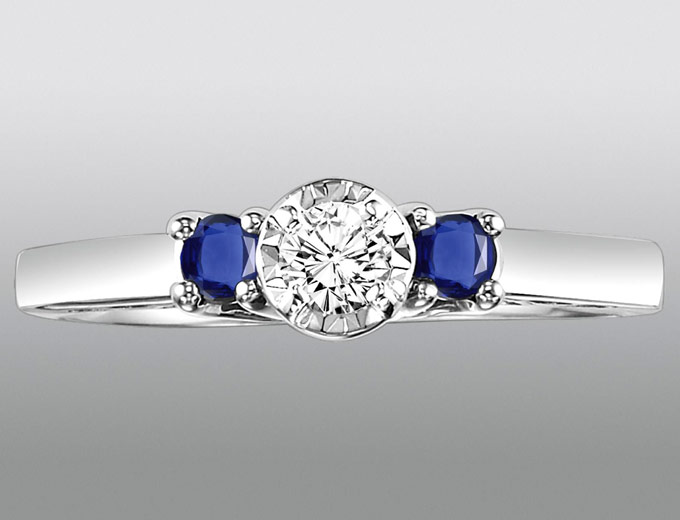 1/3 Cttw. Diamond and Sapphire Ring