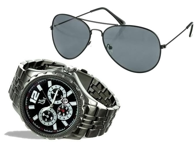 Yacht Man Aviator Sunglasses & Watch Set