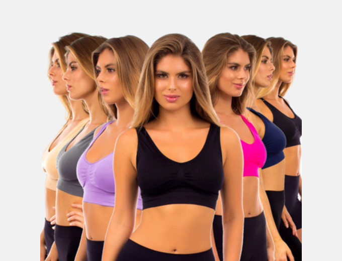 6-Pack Seamless Padded Comfy Sports Bra