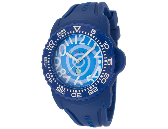 GeBo Blue Swirl Dial Blue Silicone Watch