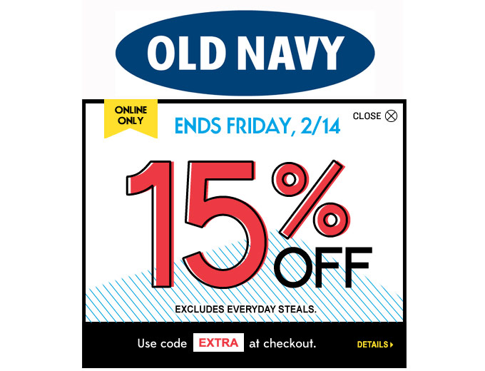Extra 15% off at Old Navy