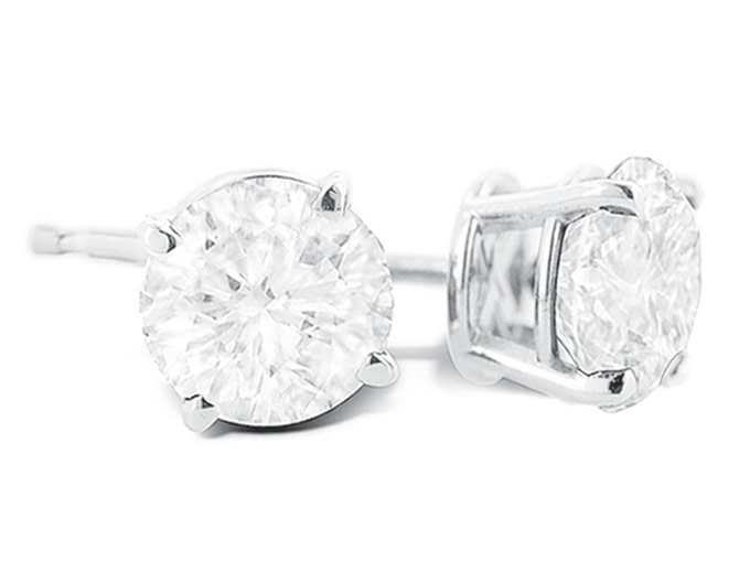 1/2 Ct Diamond Sterling Silver Stud Earrings