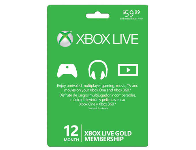 $20off Microsoft Xbox LIVE 12 Month Gold Card