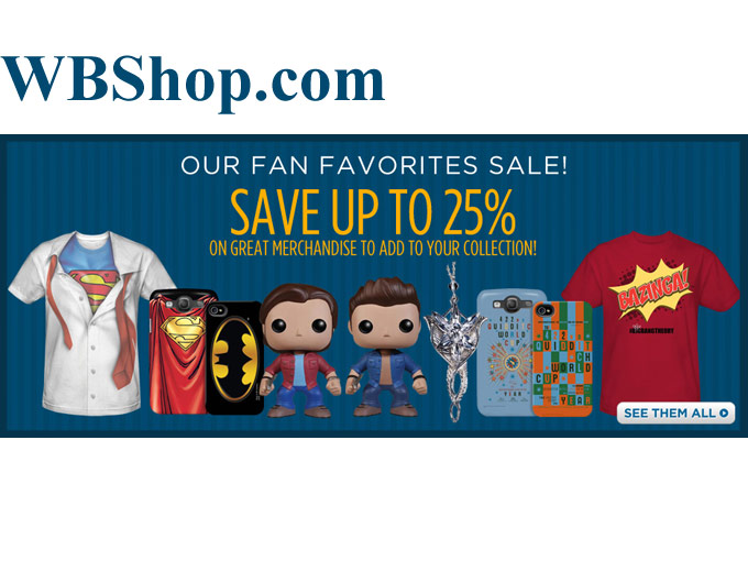 Up to 25% off Fan Favorites at WBShop.com